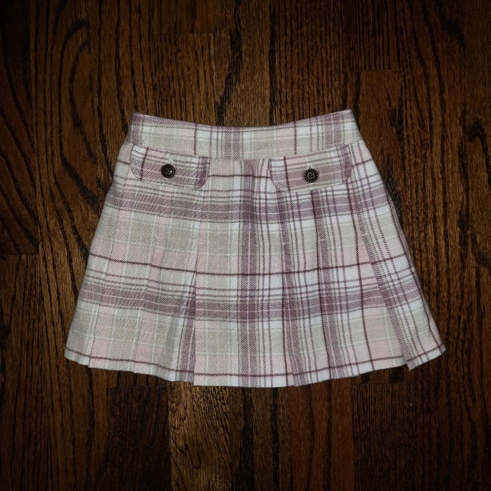 Janie & Jack pleated plaid girls skirt 12-18 mos